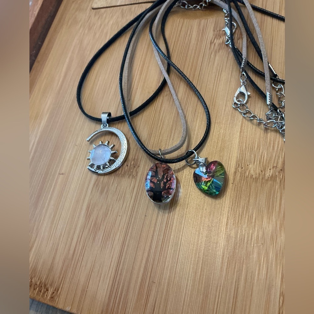 Set of Three Unique Pendant Necklaces, 21”